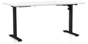 Výškově nastavitelný stůl OfficeTech A, 160 x 80 cm, černá podnož, bílá