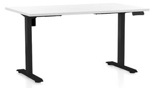 Výškově nastavitelný stůl OfficeTech B, 140 x 80 cm, černá podnož, bílá