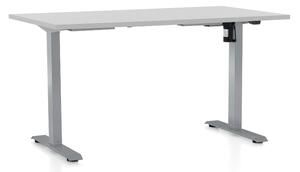 Výškově nastavitelný stůl OfficeTech A, 140 x 80 cm, šedá podnož, světle šedá