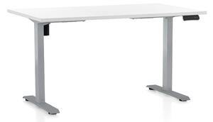Výškově nastavitelný stůl OfficeTech B, 140 x 80 cm, šedá podnož, bílá