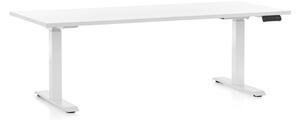 Výškově nastavitelný stůl OfficeTech D, 180 x 80 cm, bílá podnož, bílá