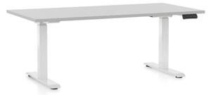 Výškově nastavitelný stůl OfficeTech D, 160 x 80 cm, bílá podnož, světle šedá