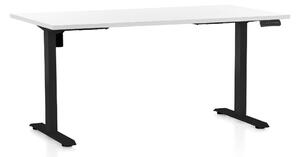 Výškově nastavitelný stůl OfficeTech B, 160 x 80 cm, černá podnož, bílá
