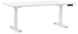 Výškově nastavitelný stůl OfficeTech D, 160 x 80 cm, bílá podnož, bílá