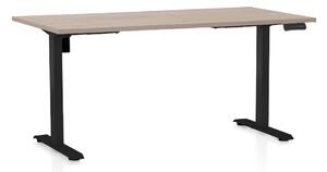 Výškově nastavitelný stůl OfficeTech B, 160 x 80 cm, černá podnož, dub