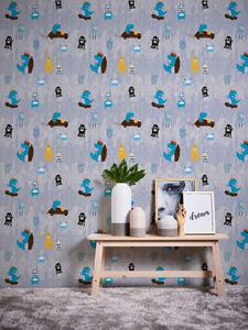 A.S. Création | Vliesová tapeta na zeď Little Love 38121-1 | 0,53 x 10,05 m | modrá, fialová, žlutá