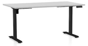 Výškově nastavitelný stůl OfficeTech B, 160 x 80 cm, černá podnož, světle šedá