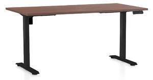 Výškově nastavitelný stůl OfficeTech B, 160 x 80 cm, černá podnož, ořech