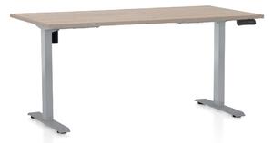 Výškově nastavitelný stůl OfficeTech B, 160 x 80 cm, šedá podnož, dub
