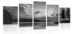 5-dílný obraz odraz horského jezera v černobílém provedení Varianta: 100x50
