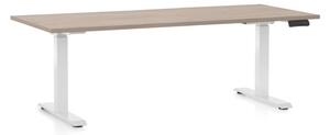 Výškově nastavitelný stůl OfficeTech D, 180 x 80 cm, bílá podnož, dub