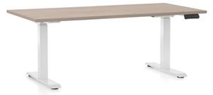 Výškově nastavitelný stůl OfficeTech D, 160 x 80 cm, bílá podnož, dub