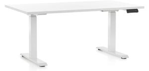 Výškově nastavitelný stůl OfficeTech D, 140 x 80 cm, bílá podnož, bílá