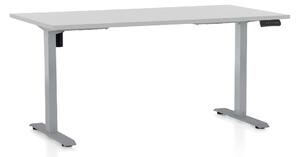 Výškově nastavitelný stůl OfficeTech B, 160 x 80 cm, šedá podnož, světle šedá