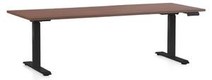 Výškově nastavitelný stůl OfficeTech D, 200 x 80 cm, černá podnož, ořech