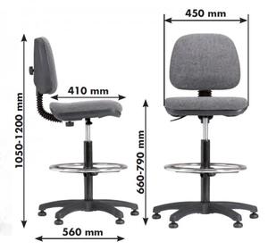 Zvýšená pracovní židle Milano s opěrkou nohou / černá