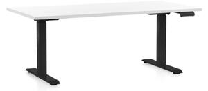 Výškově nastavitelný stůl OfficeTech D, 160 x 80 cm, černá podnož, bílá
