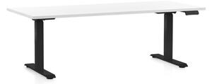 Výškově nastavitelný stůl OfficeTech D, 180 x 80 cm, černá podnož, bílá