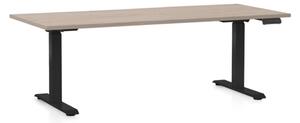 Výškově nastavitelný stůl OfficeTech D, 180 x 80 cm, černá podnož, dub