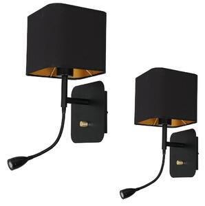 EUlight Nástěnné svítidlo Napoli, 1x černé textilní stínítko + 1xLED 1w, b/g