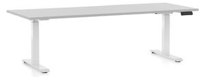 Výškově nastavitelný stůl OfficeTech D, 200 x 80 cm, bílá podnož, světle šedá