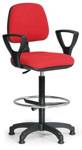 Zvýšená pracovní židle Milano s područkami červená