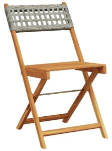 3dílný bistro set šedý polyratan a masivní dřevo