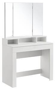 Juskys Toaletní stolek Marla s trojitým zrcadlem v bílé barvě bez židle