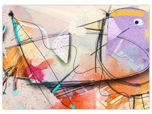 Obraz - Abstrakce, ptáček (70x50 cm)
