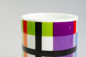 Porcelánová dóza/ hrnek s víkem/podšálkem Zigzag REMEMBER (barevné pruhy)
