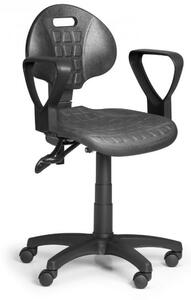 Pracovní židle PUR - asynchronní mechanika, tvrdá kolečka