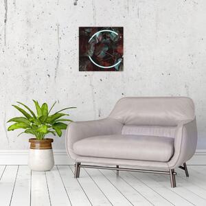 Obraz - Neonový kruh mezi palmami (30x30 cm)