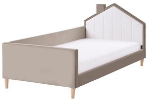 Dětská postel Domek Umělý samet KERVAN 90 x 200 cm Taupe