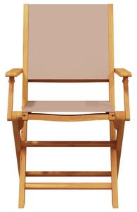 3dílný bistro set taupe textil a masivní dřevo