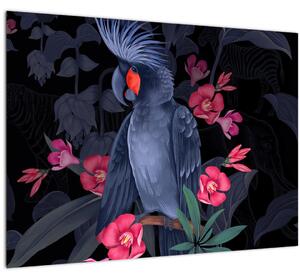 Obraz - Papoušek mezi květy (70x50 cm)