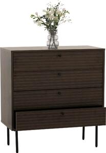 Komoda HWC-N78, píborník, 4 zásuvky, skandinávský styl kov dřevo melamin MVG 85x80x40cm tmav hndá