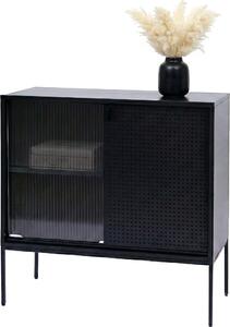Komoda HWC-O90, skíový píborník highboard, prmyslové úloné prostory posuvné dveře kov 85x80x45cm erná