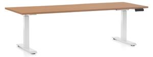 Výškově nastavitelný stůl OfficeTech D, 200 x 80 cm, bílá podnož, buk