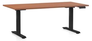 Výškově nastavitelný stůl OfficeTech D, 160 x 80 cm, černá podnož, třešeň