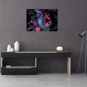 Obraz - Papoušek mezi květy (70x50 cm)