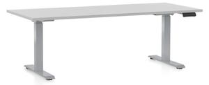 Výškově nastavitelný stůl OfficeTech D, 180 x 80 cm, šedá podnož, světle šedá