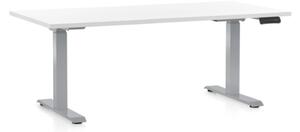 Výškově nastavitelný stůl OfficeTech D, 160 x 80 cm, šedá podnož, bílá