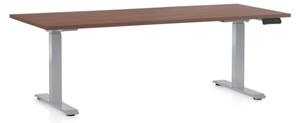 Výškově nastavitelný stůl OfficeTech D, 180 x 80 cm, šedá podnož, ořech