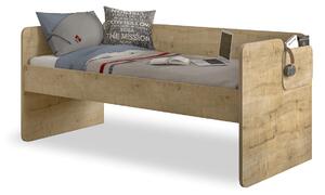 Patrová postel s úložným prostorem a žebříkem Cody 90x200cm - dub světlý