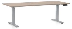 Výškově nastavitelný stůl OfficeTech D, 180 x 80 cm, šedá podnož, dub
