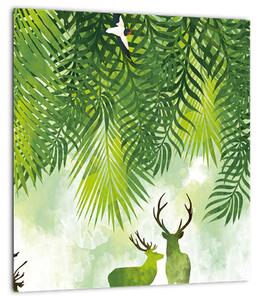 Obraz - Jeleni v lese (30x30 cm)