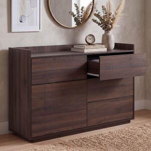 Komoda HWC-P44, píborník, 6 zásuvek s funkcí push-to-open, MDF 83 x 120 x 40 cm vzhled oechu