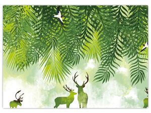 Obraz - Jeleni v lese (70x50 cm)