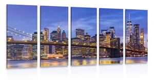 5-dílný obraz okouzlující most v Brooklynu