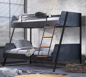 Studentská patrová postel 90x200-120x200 Nebula - černá/šedá